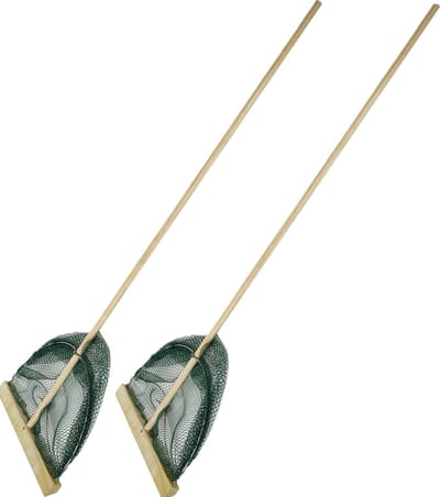 Eurocatch Garnalennet XL - 2 Stuks - 40cm Breed -Houten steel 120cm lang - Slootnet - Visnet - Samen Garnalenvissen