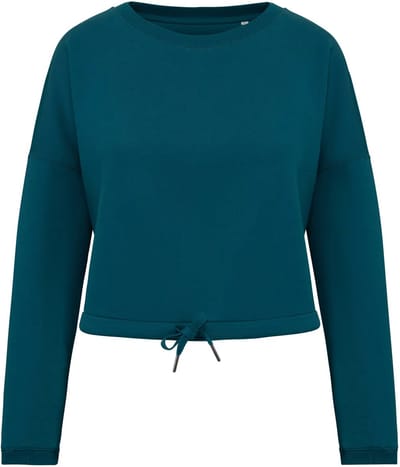 Native Spirit Ecologische cropped damessweater met ronde hals NS429 - Peacock Green - L