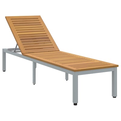 vidaXL - Ligbed - Grijs - 200 - x - 55 - x - 35 - cm - Massief - Acacia - Hout
