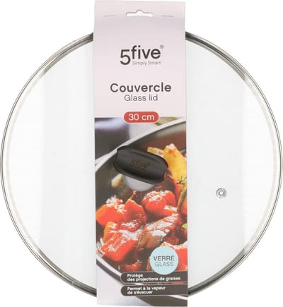 5Five Universele pannendeksel - voor pannen van D29,5 cm - glas - stoomgaatje - deksel voor pannen