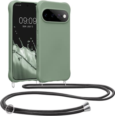 kwmobile telefoonhoesjegeschikt voor Google Pixel 11 Pro - Hoesje van siliconen met telefoonkoord - In grijsgroen