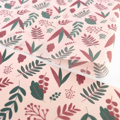Vloeipapier 35x50cm Botanic Pink - Roze Paars Groen Zijdepapier - 200 vellen