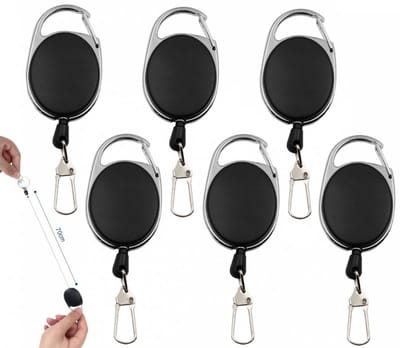 Uittrekbare Sleutelhanger - Set van 6 - Keycord - Uittrekbare sleutelhanger met clip - Sleutels en pasjes - Terugslag Riem - Afrolmechanisme voor Badges/Sleutels