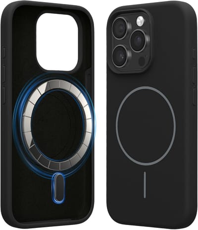 kwmobile Telefoonhoesje voor Apple iPhone 15 Pro - Hoes met siliconen randen en magnetische achterkant compatibel met MagSafe, in zwart