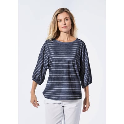 Shirt van effectgaren - marine / wit / gestreept - Gr. 40 van Goldner Fashion