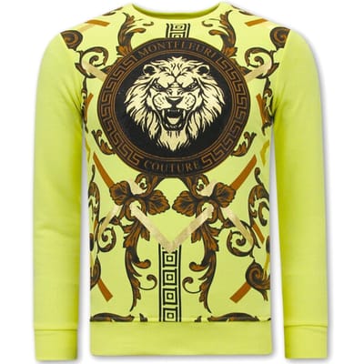 Heren Sweater met Print - Gouden Leeuw - 3728 - Geel