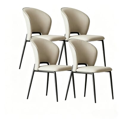 Eetkamerstoel - keukenstoel - Open Rugleuning - 45x50x84 cm - Zonder armleuning - Microvezel Leer & 316L Koolstofstaal - Kunstleer - Ergonomisch - Hoge rugleuning - Metalen poten - Slijtvast en Vuilafstotend - Modern Design - Mocha