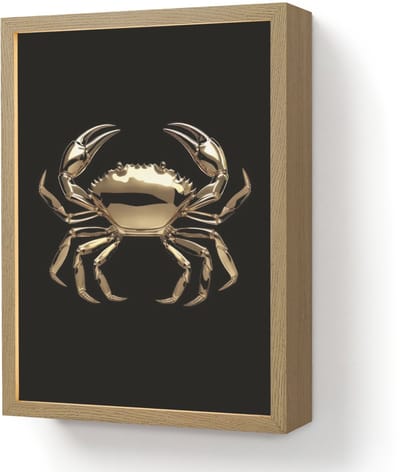 Wandlamp 30x40 cm - Oplaadbaar - Goud - Krab - Dieren - Zwart - Wandlampen binnen woonkamer - Slaapkamer lamp - Decoratieve nachtlamp - Vloerlamp draadloos