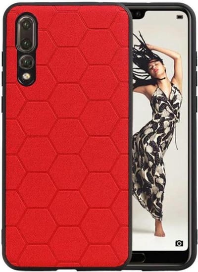 Hexagon Hard Case - Telefoonhoesje - Backcover Hoesje - achterkant hoesje - Geschikt voor Huawei P20 Pro - Rood