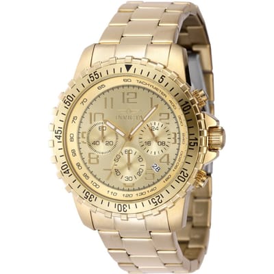 Invicta Specialty 48379 Heren Horloge - Quartz Uurwerk - Roestvrij Staal met gouden Wijzerplaat - 45mm