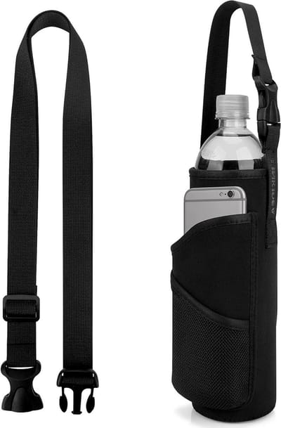Verwisselbare Waterflesdrager met Schouderband voor 33.8 Fl Oz Flessen, Neopreen Sling Bag met Telefoonvak en Handige Opbergruimte