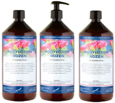 Bodylotion Rozen 1 Liter - met gratis pomp - set van 3 stuks