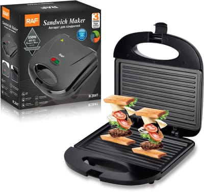 RAF - Sandwich Maker – 850W – Anti-aanbak Tosti-ijzer – Compact Design – Automatische Temperatuurregeling – Zwart