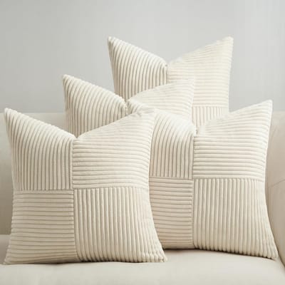 45x45cm Crème Kussenhoezen - Set van 4 Windmolen Vorm Kussens van Corduroy voor Bank en Slaapkamer
