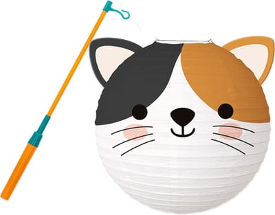 Lampion - Sint Maarten - Lampionstokje - Met Lichtje - Dieren - Treklampion - Papier - Kind - Wit - Versiering - 1 Stuk