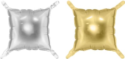 Dubbelzijdig vierkant folieballongordijn, goud-zilver, 35 x 35 cm (1 verpakking / 4 stuks)