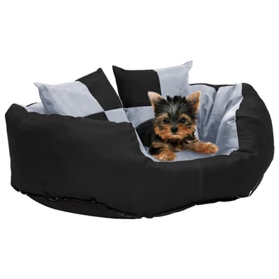 vidaXL - Hondenkussen - omkeerbaar - en - wasbaar - 65x50x20 - cm - grijs - en - zwart