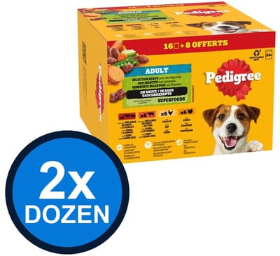 2x Pedigree - Pouch Adult Saus Mix Sel Multipack (24x100g) - Hondenvoer Natvoer - 2.4 kg