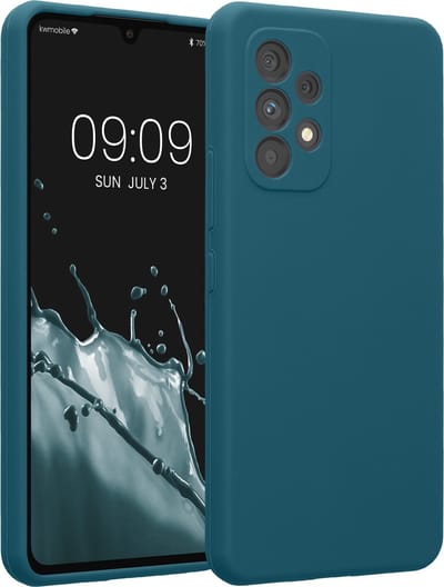 kwmobile telefoonhoesje geschikt voor Samsung Galaxy A53 5G - TPU backcover met siliconen coating - Smartphone case in mat petrol