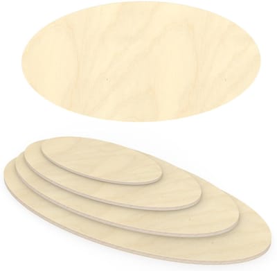 AUPROTEC Multiplexplaat 27 mm, ellipse, 900 mm x 600 mm, houten platen van 40 cm-200 cm naar keuze, elliptische multiplexplaten, berk, massief multiplex, hout, industriële kwaliteit, bijvoorbeeld als
