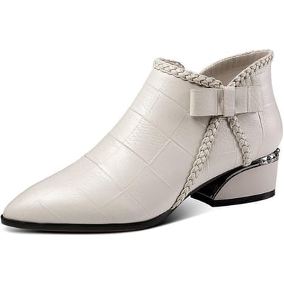 Chaussures simples à talons carrés pour femmes, bout pointu, polyvalentes, à talons bas, bouche profonde, bottes à fermeture éclair latérale 42 beige