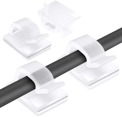 Famanu – Kabelclips Zelfklevend - 70 Pack Buitenverlichting Draadclips met Zelfklevende Achterkant - Zelfklevende Kabelbeheerclips voor Auto Kantoor Thuis Bureau Muur Kerst Hangende Decoraties