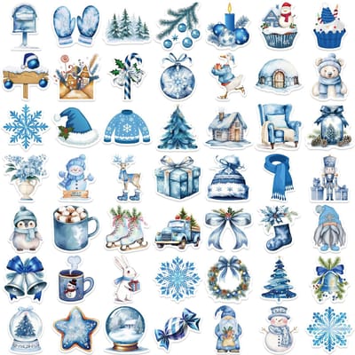 57 Stuks Blauwe Stickers Esthetisch Waterdicht Laptop Stickers Decals Waterfles Laptop Computer Skateboard