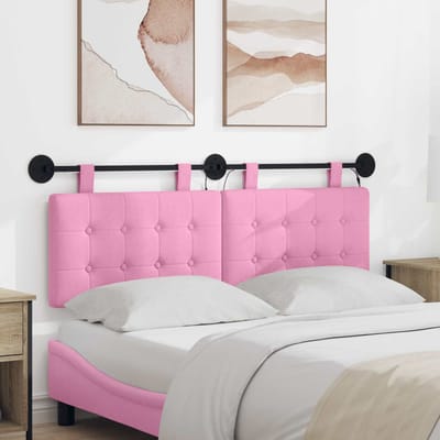 vidaXL - Hangend - hoofdbord - Met - LED-verlichting - Roze - Stof