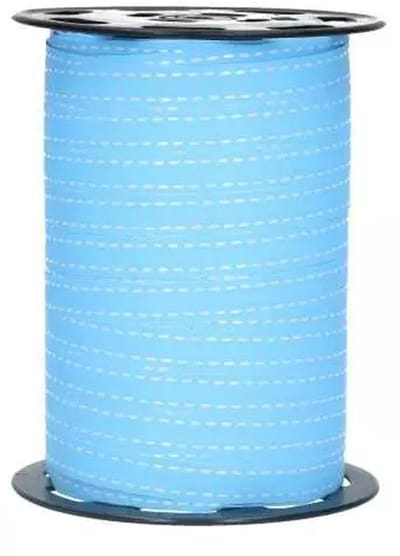 Krullint paperlook lichtblauw met stiksel streep - 225 meter - kadolint - paperlook lint - 10mm