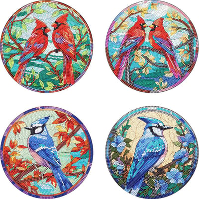 XL onderzetters - 06 - Vogels - set van 4 - Diamond painting - compleet pakket - Diamond painting by Wietske