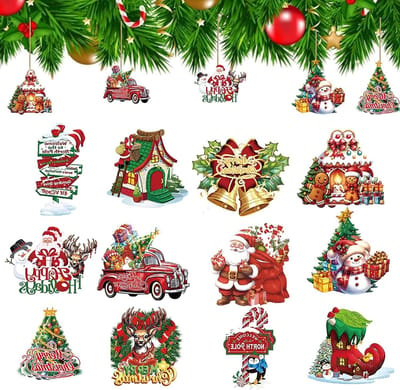 Kerstboom Hanger Ornamenten 24 Stuks - Houten Decoraties - DIY Versieringen - Creëer een Feestelijke Sfeer - ShopVlot
