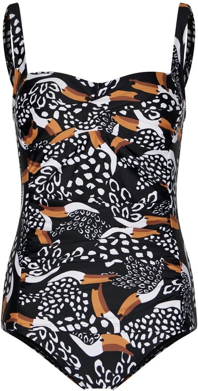 Pastunette - Tankini - Tropic Toucan - Zwart/Wit/Bruin - Corrigerend - Maat 40