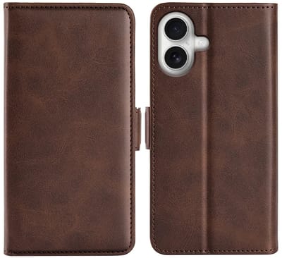 MobyDefend Hoesje - Geschikt voor iPhone 17 - Luxe Wallet Book Case (Sluiting Zijkant) - Bruin