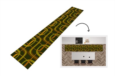 Keukenloper 300x50 cm - Keukenmat vinyl Jaren 70 - Retro - Groen - Keukenmatten loper - Keuken vloerkleed tapijt
