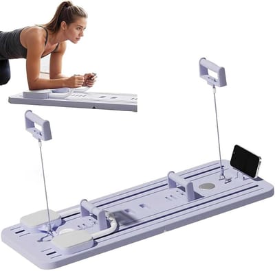 Pilates Reformer Board - Buik Trainer - Thuis Fitness - Ingebouwde Timer - 106 cm - Paars