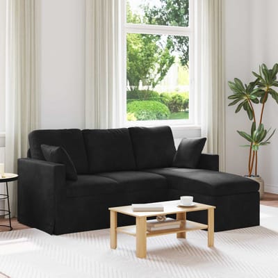 vidaXL - Bank - Zwart - 198 - x - 134 - x - 80 - cm - Fluweel