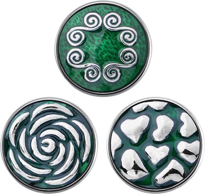 Quiges - Chunk 18mm Click Button Drukknoop Groen Set van 3 Stuks Symbool Emaille Infinity Roos & Hart - EBCMSET007