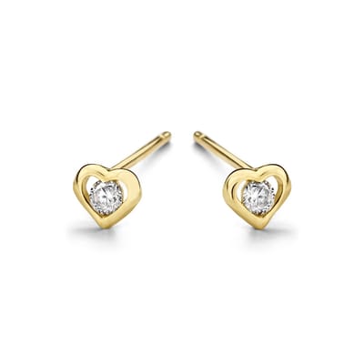 New Bling Goud 9NBG-0097 Oorknop Hartje - Zirkonia - 4mm - Goud