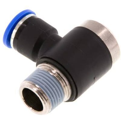 10mm x R3/8'' 90 graden L-vorm Messing/PA 66 Insteekfitting Buitendraad Binnenzeskant Draaibaar NBR