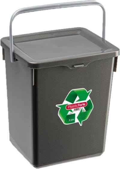Plasticforte Opbergbox of keuken GFT afval bakje - kunststof - met deksel - antraciet - 5 Liter - 20 x 17 x 23 cm