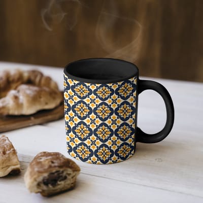 Magische Mok - Foto op Warmte Mokken - Koffiemok - Patroon - Siertegel - Kleurrijk - Magic Mok - Beker - 350 ML - Theemok