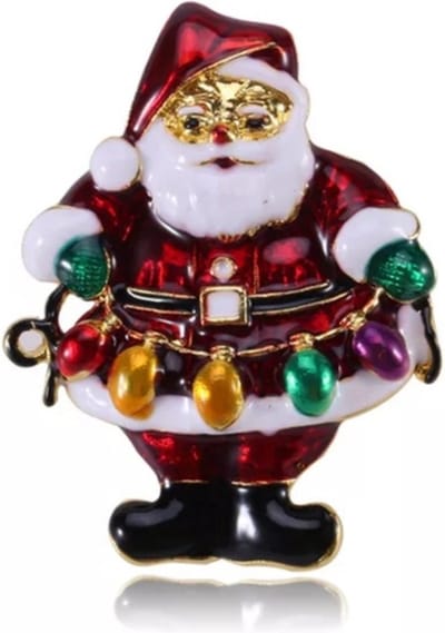 Zelto-Kerst-Kerstbroche-Kerstman-Kerstmis-Broche-Rood-Kerstauto-Fiat 500-Kerst Krans-Kerstboom-Groen