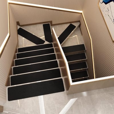 Antislip trapmatten - Trapbeschermers - Veilig traplopen - Zelfklevende achterkant - 80 x 20 cm - Zwart