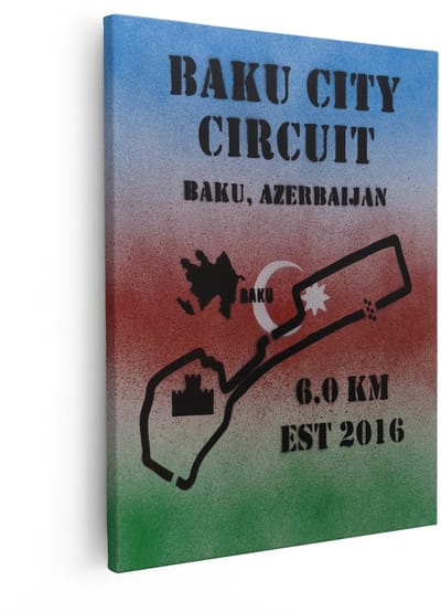 Artaza Canvas Schilderij Baku City Circuit - 40x50 cm - Wanddecoratie Formule 1 - Muurdecoratie Racebaan - Decoratie Azerbeidzjan