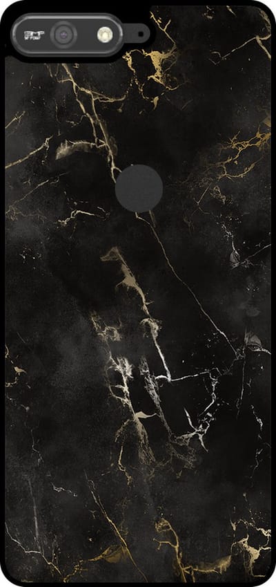 Smartphonica Telefoonhoesje Geschikt voor Huawei Y6 Prime (2018) met marmer opdruk - TPU backcover case black marble design - Zwart geschikt voor Huawei Y6 (2018)