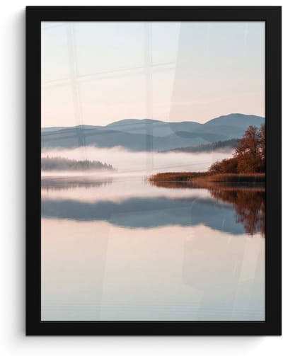 Poster in lijst - Fotolijst 30x40 cm - Posters - Water - Bomen - Mistlaag - Posterlijst zwart - Decoratie - Wanddecoratie woonkamer - Muurdecoratie slaapkamer