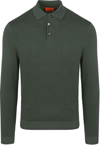 Suitable Compact Cotton Poloshirt Donkergroen - Maat XL - Heren - Longsleeve polo - Polo shirt Heren met Lange mouwen