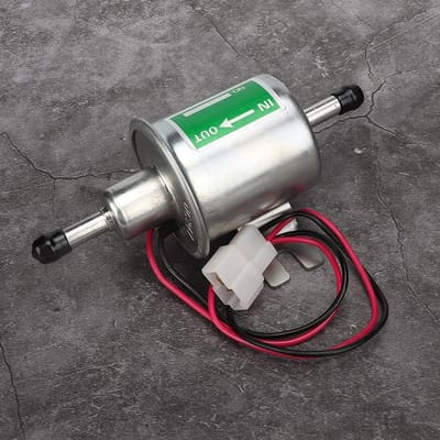 Elektrische brandstofpomp - Universele brandstofpomp - Brandstoftoevoer motor - Zuigerontwerp stabiele prestaties - 8mm aansluiting - Zilver