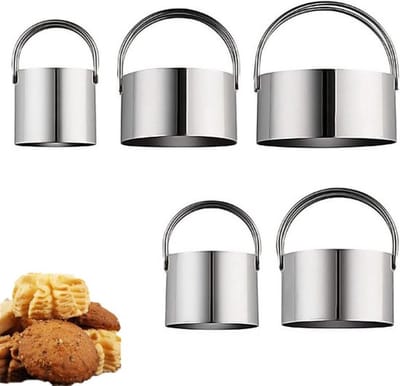 Inovra Plus - Uitsteekvormpjes RVS - Set van 5 rond - Voor mousse, cake, koekjes en
