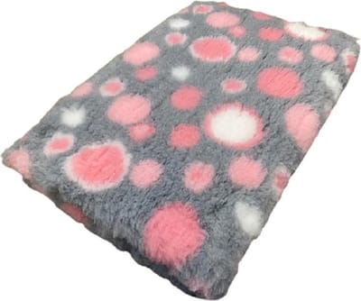 Vetbed Circles - Grijs, Roze & Wit - Antislip Hondenmat - 100 x 75 cm - Benchmat - Hondenkleed - Voor Honden - Machine Wasbaar